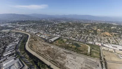 An aerial image of Taylor Yards along the Los Angeles River.