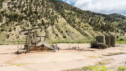 An oil well in a mountainous and remote part of Utah.