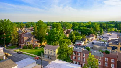 Aerial view of West Chester, Pennsylvania