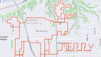 Strava map of route shaped like reindeer in San Diego, California.