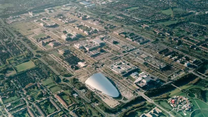Aerial view of central Milton Keynes, England