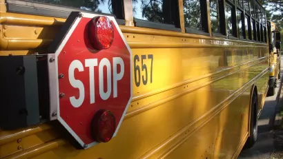 School bus with stop sign