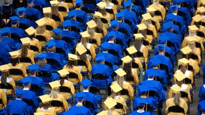 Students at a graduation ceremony