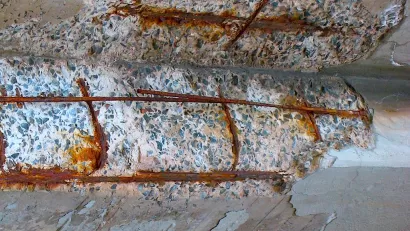 Crumbling concrete bridge