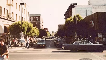 Telepgraph Avenue from UC Berkeley Campus 1981