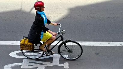 Woman in Bike Lane, Toronto, Canada