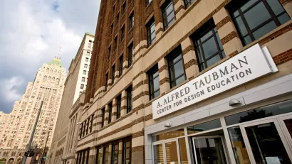 facade of college for creative studies in downtown detroit
