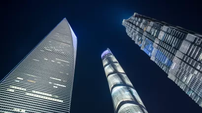 Shanghai Tower, World Financial Center, and Jin Mao Tower