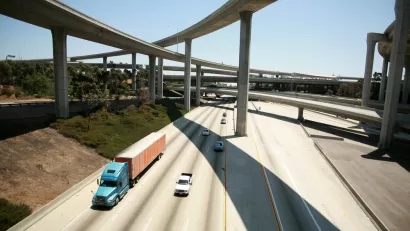 Overpasses over freeway in Los Angeles, California