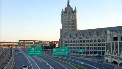 Interstate 787 with Albany buildings in background