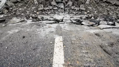 Crumbling road