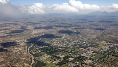 The San Pedro River where it passes through Saint David, south of Benson, Arizona.