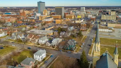 Aerial view of South Bend, Indiana