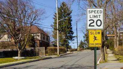 20 miles per hour speed limit sign in school zone