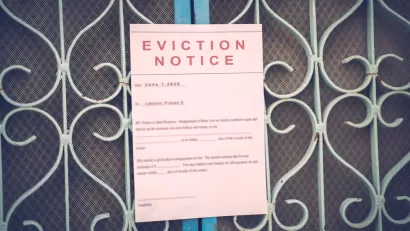 Eviction notice posted on gate