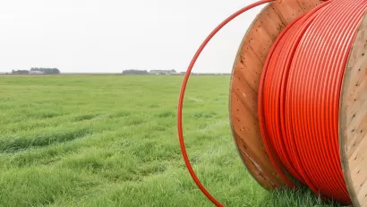 Broadband cable spool in rural area