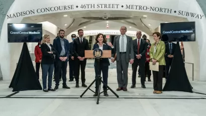 New York Governor Kathy Hochul announces transit project in concourse for new Grand Central Madison station