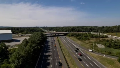 Aerial view of four-lane Interstate 270 in Maryland, USA