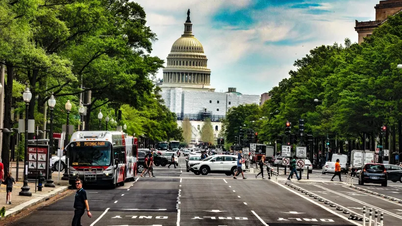 Pennsylvania Avenue leading up to Capitol dome in Washington D.C.
