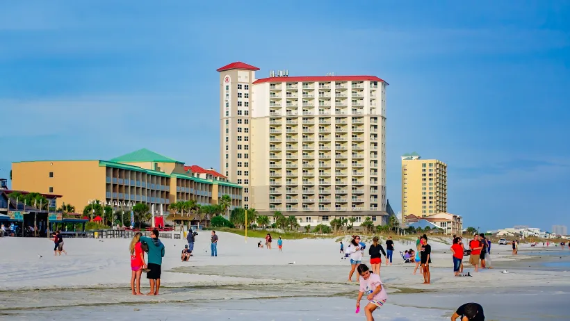 People relax on Pensacola Beach.