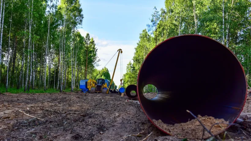 Construction of a natural gas pipeline.