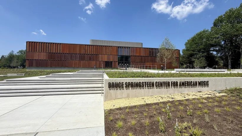 Steel facade of Bruce Springsteen center in Long Branch, New Jersey.