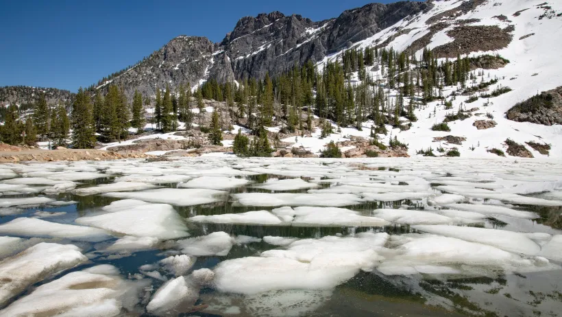 Devil's Castle and Cecret Lake at Wasatch Range in Utah.