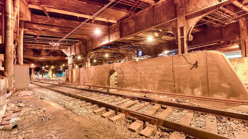 Underground train tunnel at Grand Central Station, New York City.