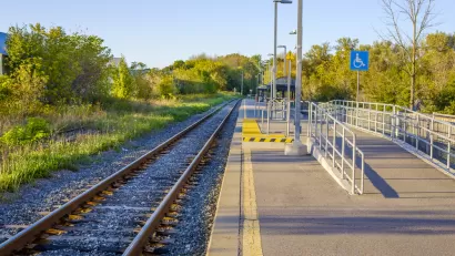 Wheelchair ramp at outdoor train station