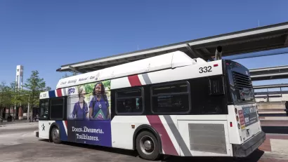 Fort Worth bus parked at a station