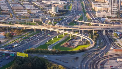Aerial view of Dallas freeways