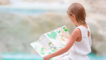Kid with map