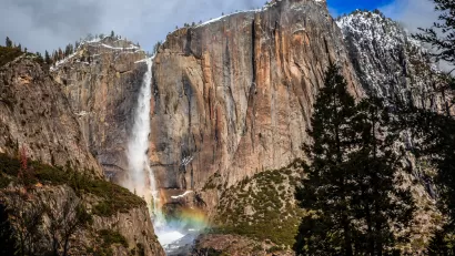 View of Yosemite Falls waterfall