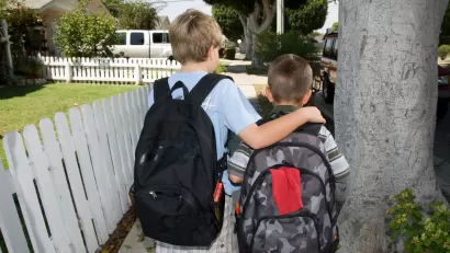 Two Brothers Walk to School