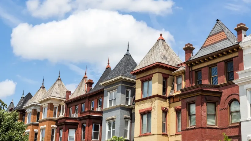 Ornate Victorian rowhouses in Washington DC.