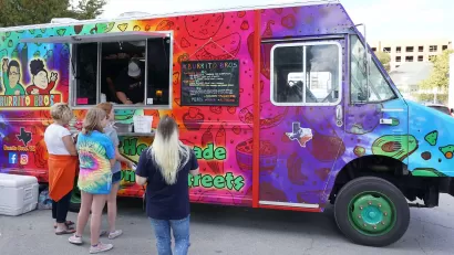 Fort Worth,Texas Oct.21, 2017 Food truck at the trendy area of South side also called the Magnolia area in Forth Worth,Texas.