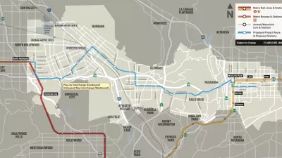 A map of the North Hollywood-Pasadena Bus Rapid Transit Line.