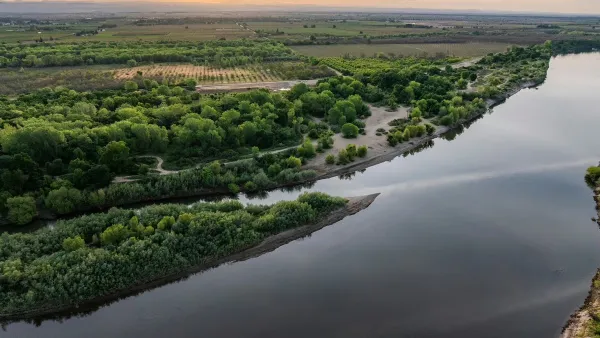 Aerial view of the Feather River in Yuba County.