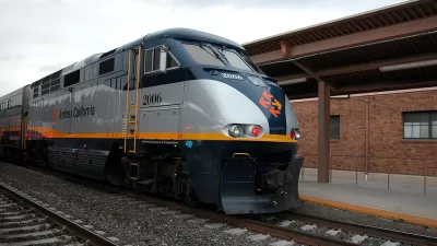 Amtrak Calfornia locomotive at station in San Jose