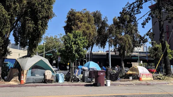 A homeless emcampment in Oakland, California
