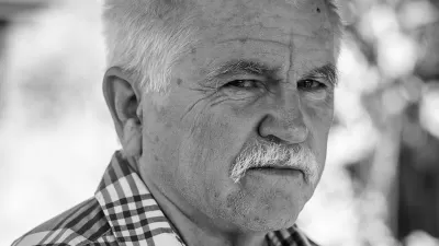 Black and white portrait of Mike Davis