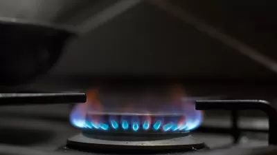 Natural gas stove with blue flame