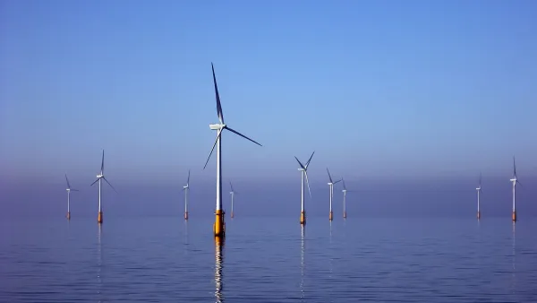 Offshore wind turbines at Barrow Offshore Wind off Walney Island in the Irish Sea 