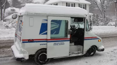 USPS truck in winter, Lexington Massachusetts