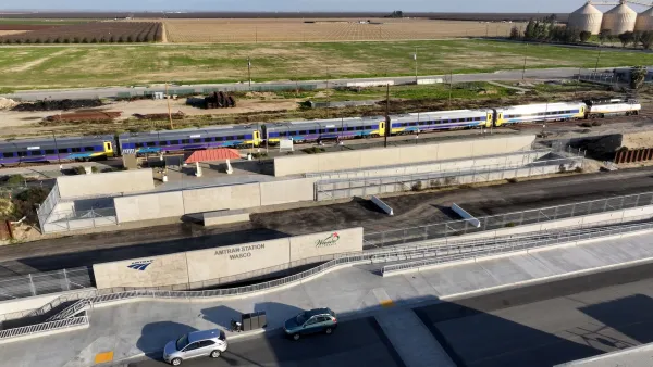 Pedestrian underpass being built at Wasco Amtrak station as part of CA high-speed rail project.