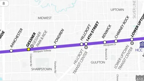 A map of the METRORapid University Corridor Project, showing the various stops along the proposed line.