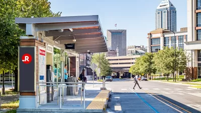 Bus rapid transit station in Indianapolis, Indiana.