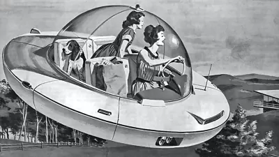 Image of 1958 advertisement showing a flying car
