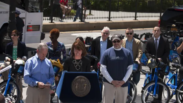 Former NYC transportation commissioner Janette Sadik-Khan at a pro-bike event in New York City.