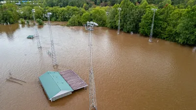Aerial view of flooding during Hurricane Helene in North Carolina.
